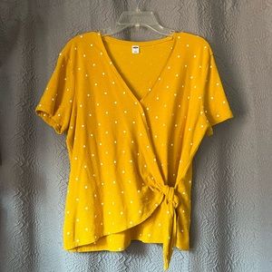Old Navy Yellow Blouse w/ White Polkadots